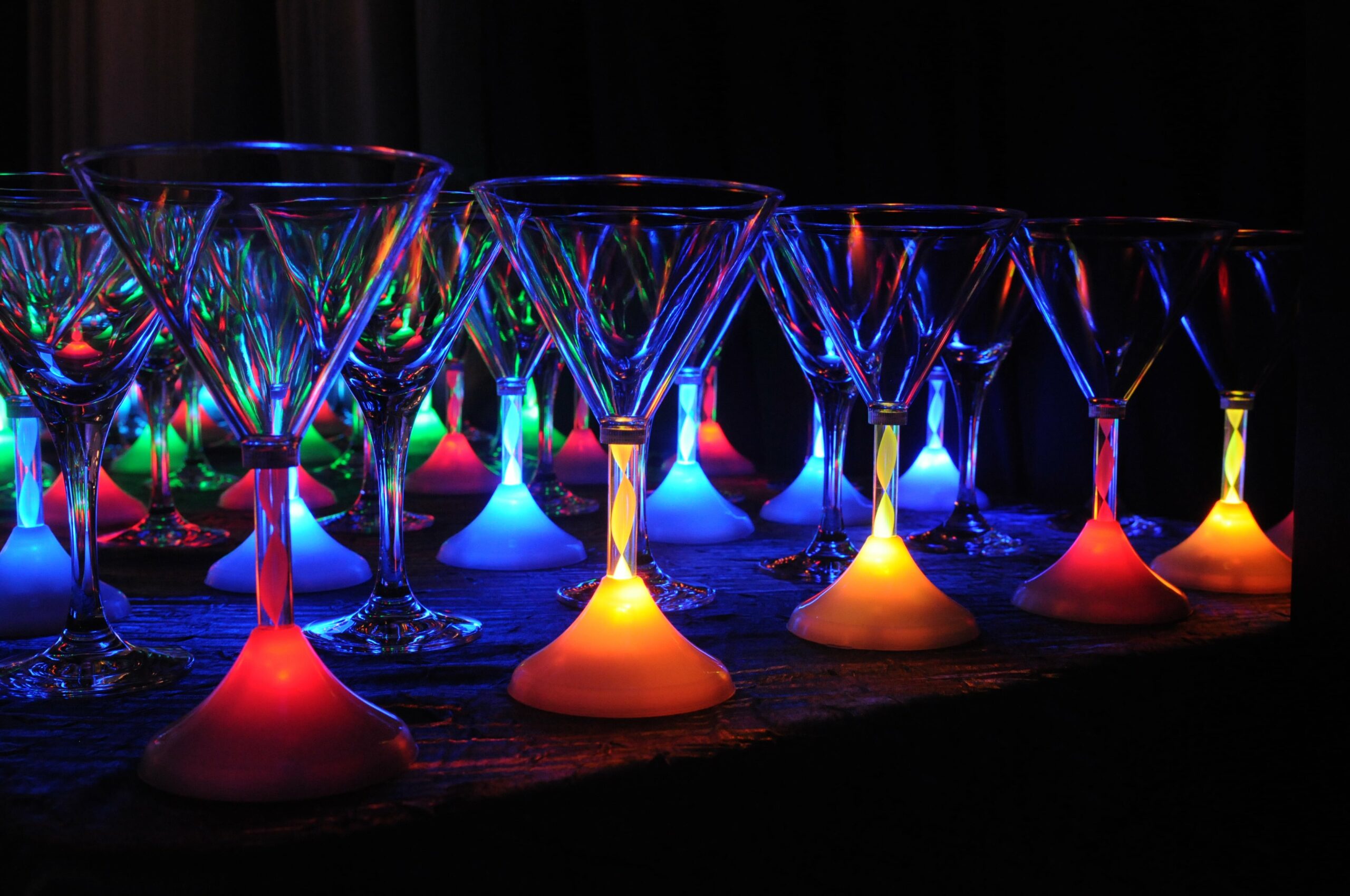 Glowing martini glasses