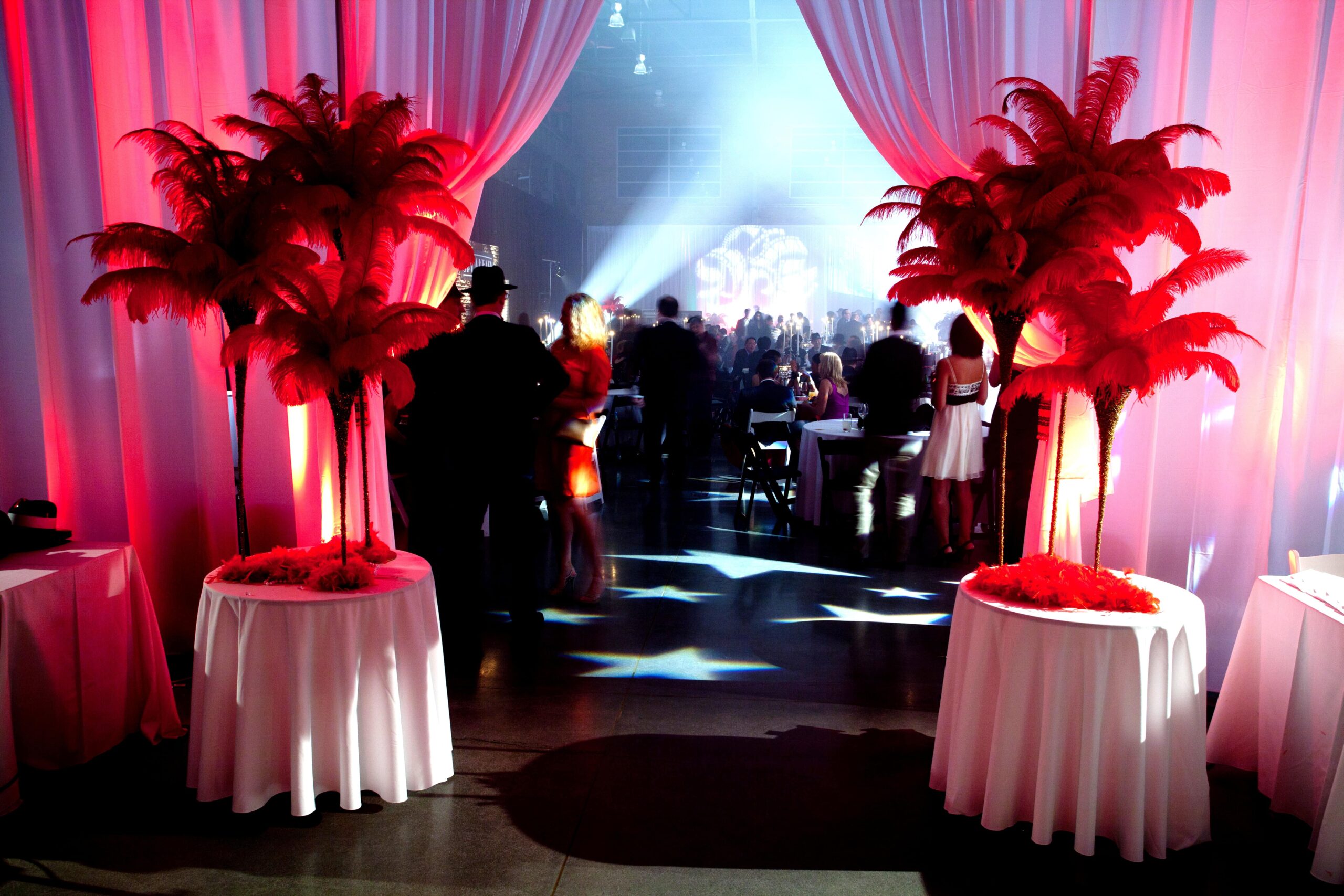 Gatsby corporate event entrance with drape