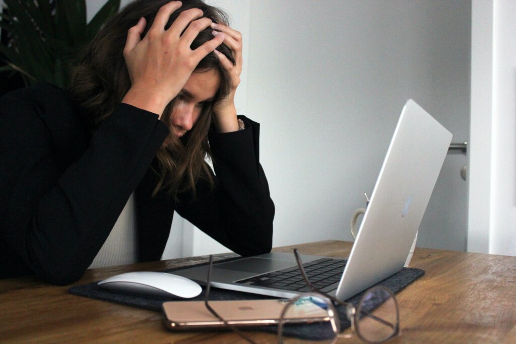 women stressed on computer