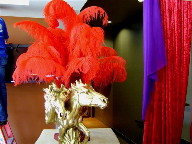 Gold Horses with Red Feathers